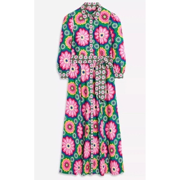 Boden Dresses & Skirts - Boden Clara Cotton Maxi Shirt Dress US 8 Pink Flower Power Barbiecore Brand NEW